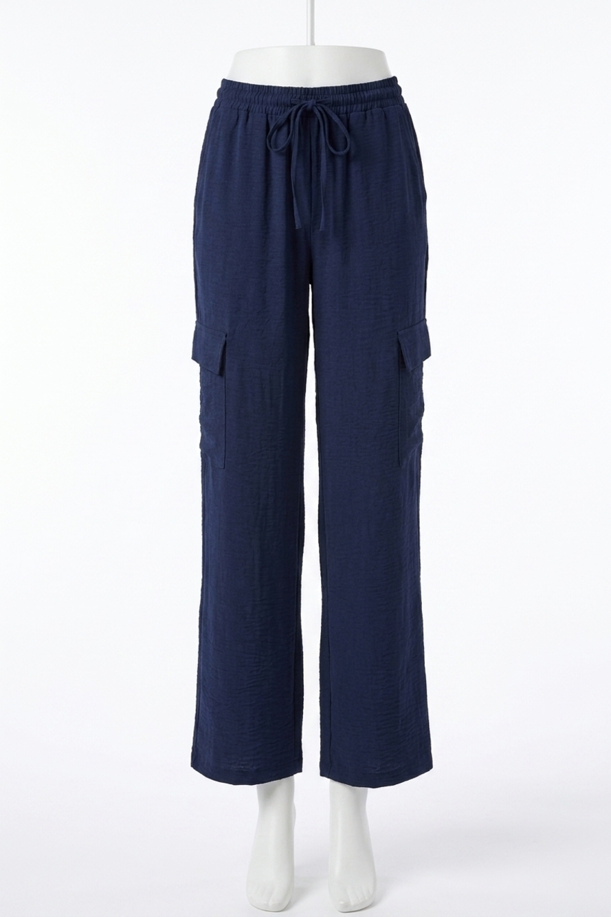 NEW TRIBAL airflow elastic-waist flowy cargo pants in nightfall